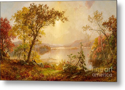 Greenwood Lake Autumn On The Hudson-jasper Francis Cropsey-1875. Forest Metal Print featuring the painting Greenwood Lake Autumn by MotionAge Designs