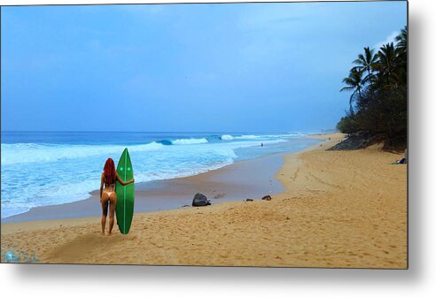 Oahu Metal Print featuring the photograph Hawaiian Surfer Girl by Michael Rucker