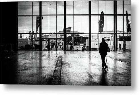 Blackandwhite Metal Print featuring the photograph Heading out - Punchestown, Ireland - Black and white street photography by Giuseppe Milo