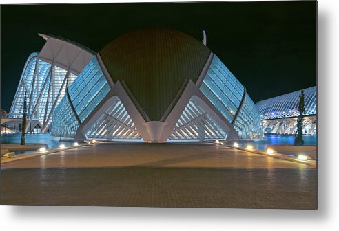Joan Carroll Metal Print featuring the photograph Architecture Valencia Spain Night by Joan Carroll