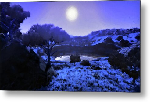 Unreal Landscape Metal Print featuring the painting Into the Night by AM FineArtPrints