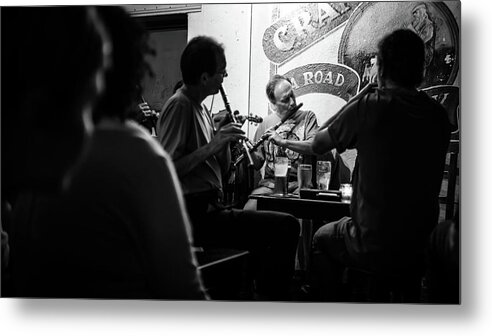 Artists Metal Print featuring the photograph Irish pub music - Galway, Ireland - Black and white photography by Giuseppe Milo
