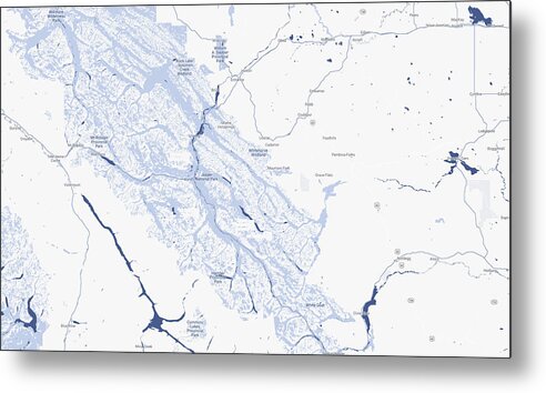 Map Metal Print featuring the painting Jasper National Park, Alberta Canada by Celestial Images