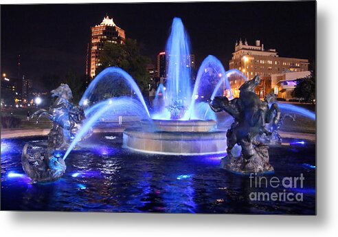 J.c. Nichols Fountain Metal Print featuring the photograph J.C.Nichols Fountain-9822B by Gary Gingrich Galleries