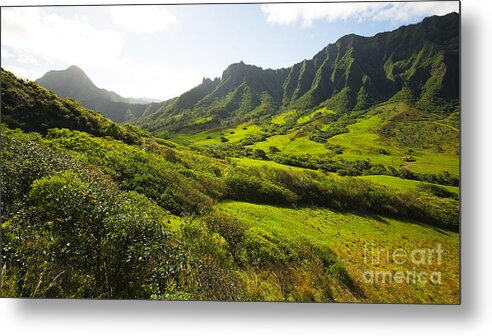 Beautiful Metal Print featuring the photograph Kaaawa valley and Kualoa Ranch by Dana Edmunds - Printscapes