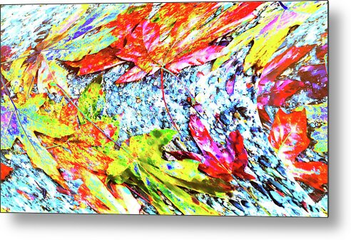 Abstract Leaves Metal Print featuring the digital art Leaves in a swirl by Cathy Anderson