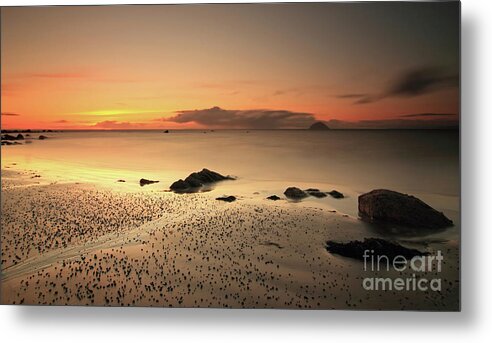 Ailsa Craig Metal Print featuring the photograph Lendalfoot Sunset Ref8962 by Maria Gaellman