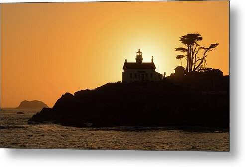 California Metal Print featuring the photograph Lighthouse Silhouette Crescent City California by Lawrence S Richardson Jr