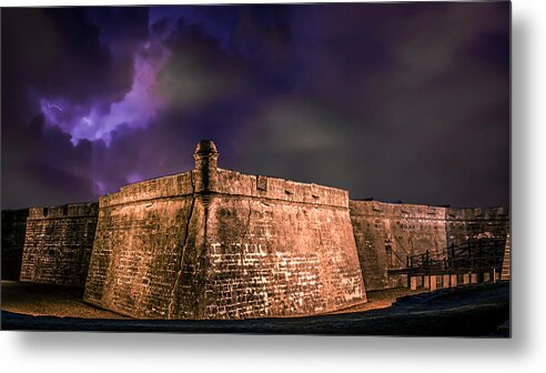 America Metal Print featuring the photograph Lightning Over Castillo de San Marcos National Monument by Traveler's Pics