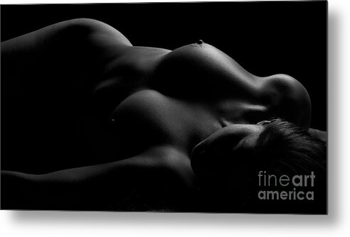 Bodyscape Metal Print featuring the photograph Lines of Light Black and White by David Naman