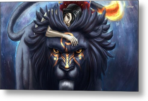 Lion Metal Print featuring the digital art Lion by Maye Loeser