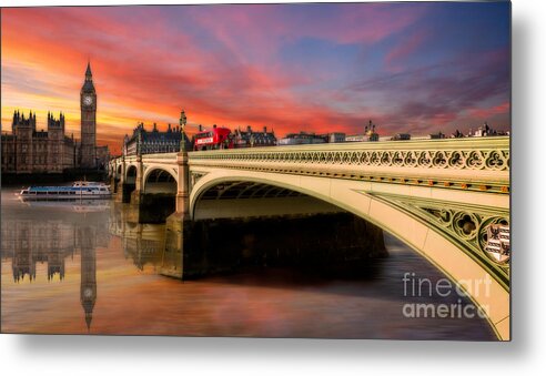 London Metal Print featuring the photograph London Sunset by Adrian Evans