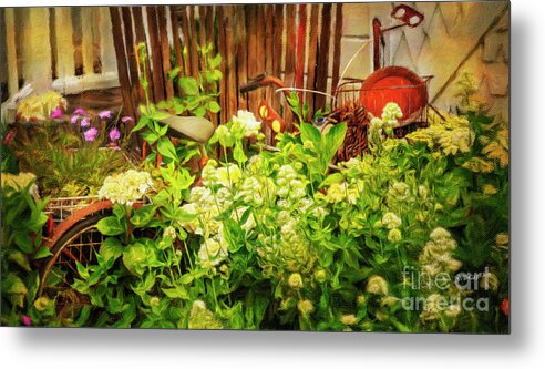 American Metal Print featuring the photograph Lost Bicycle of Flowers by Craig J Satterlee