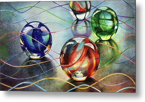 Art Metal Print featuring the painting Marbles 4 by Carolyn Coffey Wallace