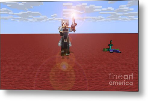 Minecraft Metal Print featuring the digital art Minecraft Knight by Brindha Naveen