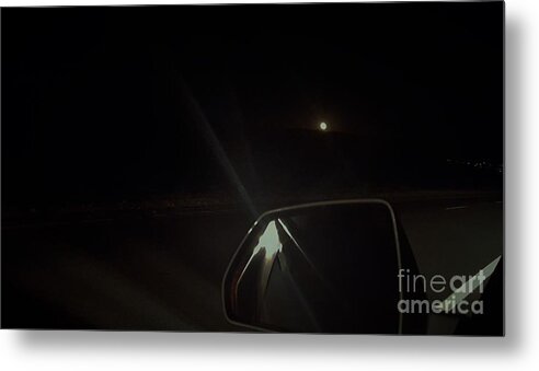 Moonrise Metal Print featuring the photograph Moonrise on The Back Road by Angela J Wright
