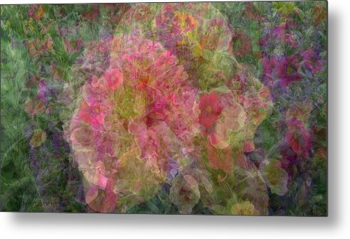  Flower Metal Print featuring the photograph Mottled Pink Collage Pop by Kathy Barney