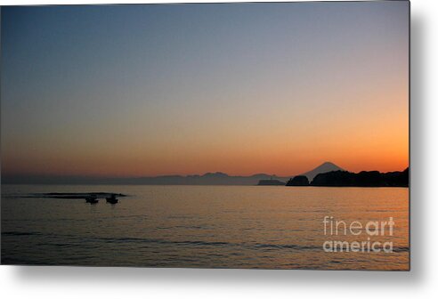 Japan Metal Print featuring the photograph Mt Fuji in twilight glow by Keiko Richter