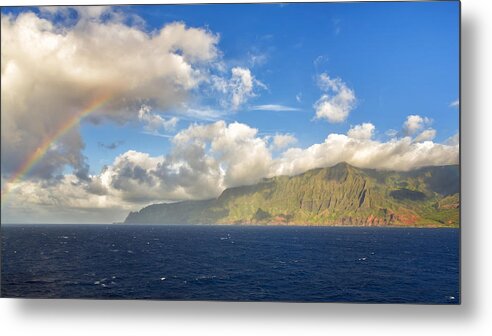 Hawaii Metal Print featuring the photograph Na Pali Coast Rainbow by Bill and Linda Tiepelman