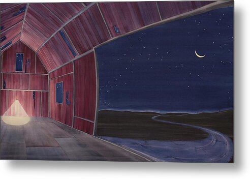 Barn Metal Print featuring the painting Nocturnal Barnscape by Scott Kirby