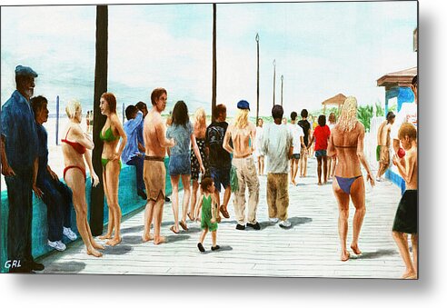 Carolina Metal Print featuring the painting North Carolina Atlantic Beach Boardwalk Digital Art by G Linsenmayer