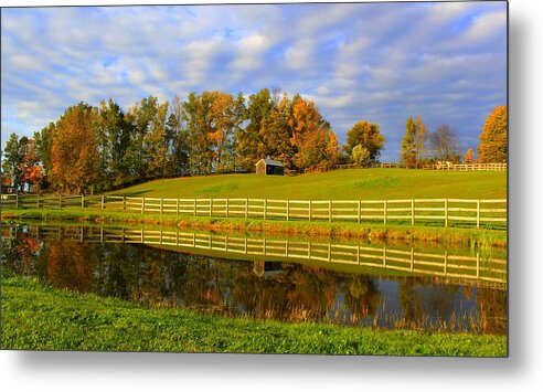Farm Metal Print featuring the photograph October Reflections by Suzanne DeGeorge