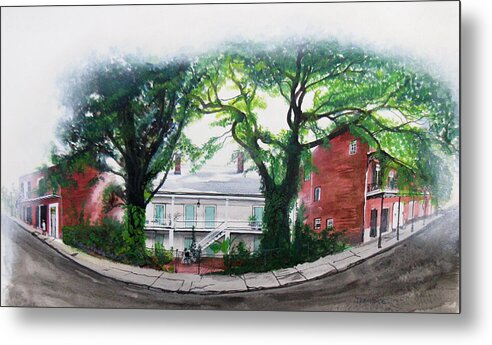 Street Scene Metal Print featuring the painting Old Portage Road House. by Tom Hefko