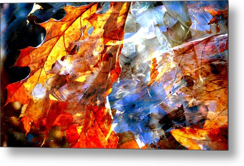 Leaf Metal Print featuring the photograph Painted Branches Abstract 1 by Anita Burgermeister