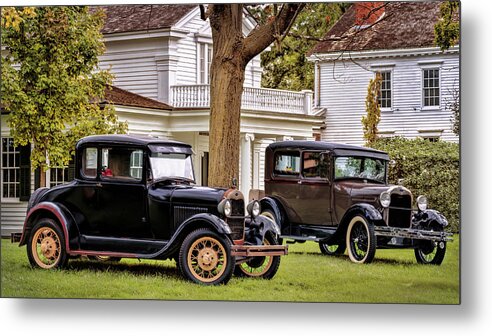 Car Metal Print featuring the photograph Pair of Ford Model A by Susan Rissi Tregoning
