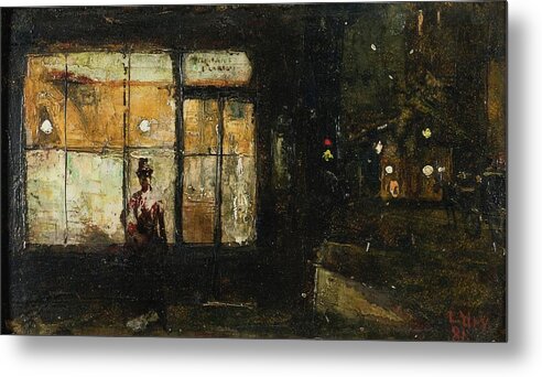 Lesser Ury 1861-1931 Parisian Boulevard At Night Metal Print featuring the painting Parisian Boulevard At Night by Lesser Ury