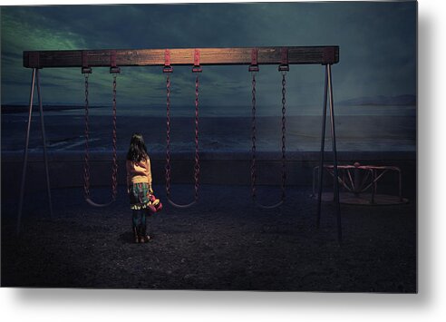 Girl Metal Print featuring the photograph Playground by Fang Tong