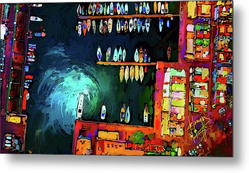 Harbour Metal Print featuring the painting Rainbowts by DC Langer