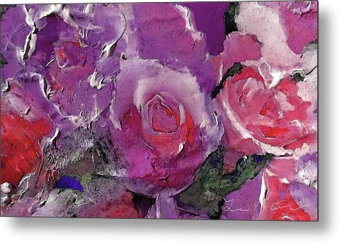 Red Metal Print featuring the digital art Red And Violet Roses by Lisa Kaiser