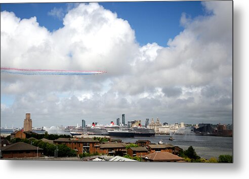 Cunard Metal Print featuring the photograph Red Arrows and the Three Queens by Spikey Mouse Photography