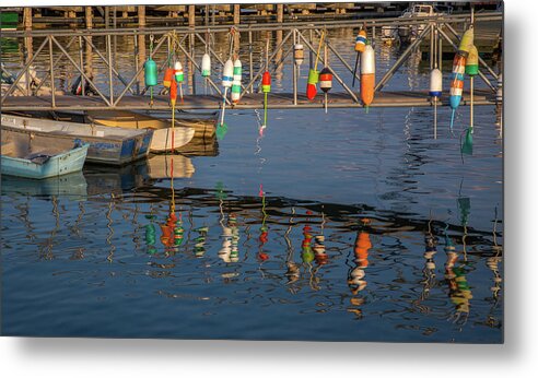 Boats Metal Print featuring the photograph Reflected Buoys by Jen Manganello