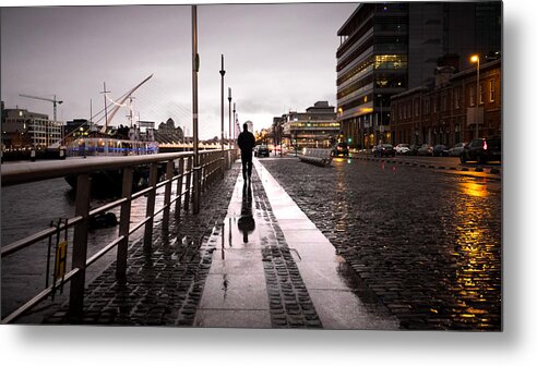 Bridge Metal Print featuring the photograph Reflected - Dublin, Ireland - Color street photography by Giuseppe Milo