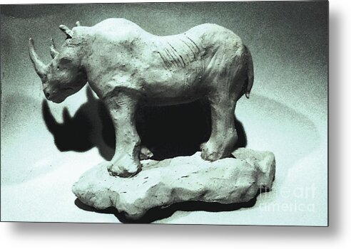 Sold Metal Print featuring the sculpture Rhino Sculpture by Stacy C Bottoms