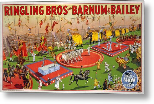 Vintage Metal Print featuring the painting Ringling Brothers and Barnum and Bailey Vintage Poster by Vintage Treasure