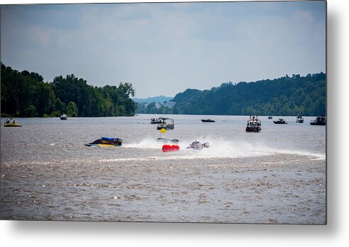 Riverfront Roar Metal Print featuring the photograph Riverfront Roar- Taking The Turn by Holden The Moment