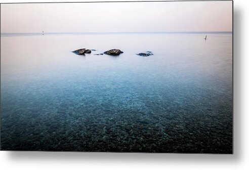 Beautiful Metal Print featuring the photograph Rocks in Garda lake - Sirmione, Italy - Fine art photography by Giuseppe Milo