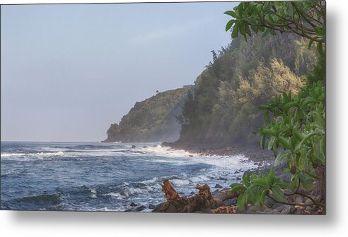 Seascape Metal Print featuring the photograph Rugged Waipio Beach by Susan Rissi Tregoning