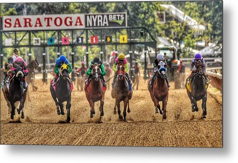 Race Horses Metal Print featuring the photograph Saratoga by Jeffrey PERKINS