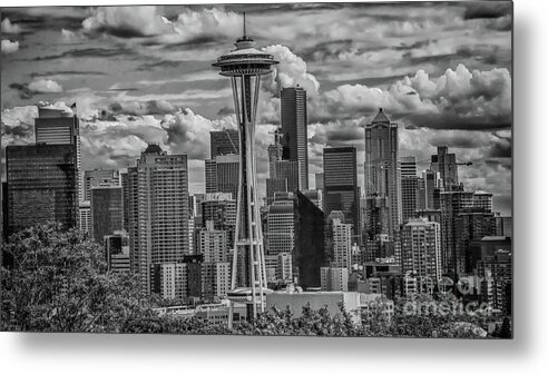 Seattle Metal Print featuring the photograph Seattle's Urban Landscape - Black and White by John Greco