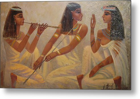 Egypt Metal Print featuring the painting Singers of Pharaoh by Valentina Kondrashova