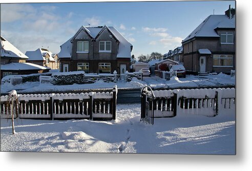 Village Metal Print featuring the photograph Snow in a village by Elena Perelman