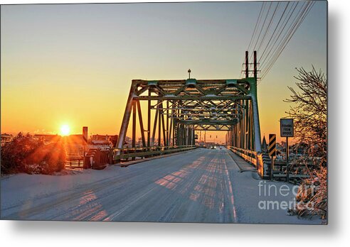 Sunrise Metal Print featuring the photograph Snowy Bridge by DJA Images