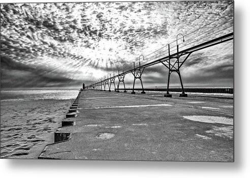 Mi Metal Print featuring the photograph South Haven Pier WIde Angle by Pat Cook