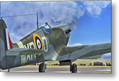 Aviation Metal Print featuring the digital art Spitfire by Harold Zimmer