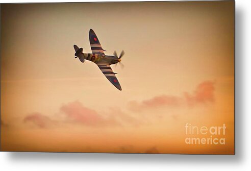 Fighter Plane Metal Print featuring the photograph Spitfire Sunset by Gus McCrea