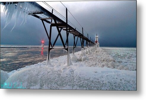 Lighthouse Metal Print featuring the photograph St. Joseph Lighthouse Winter by Michael Rucker